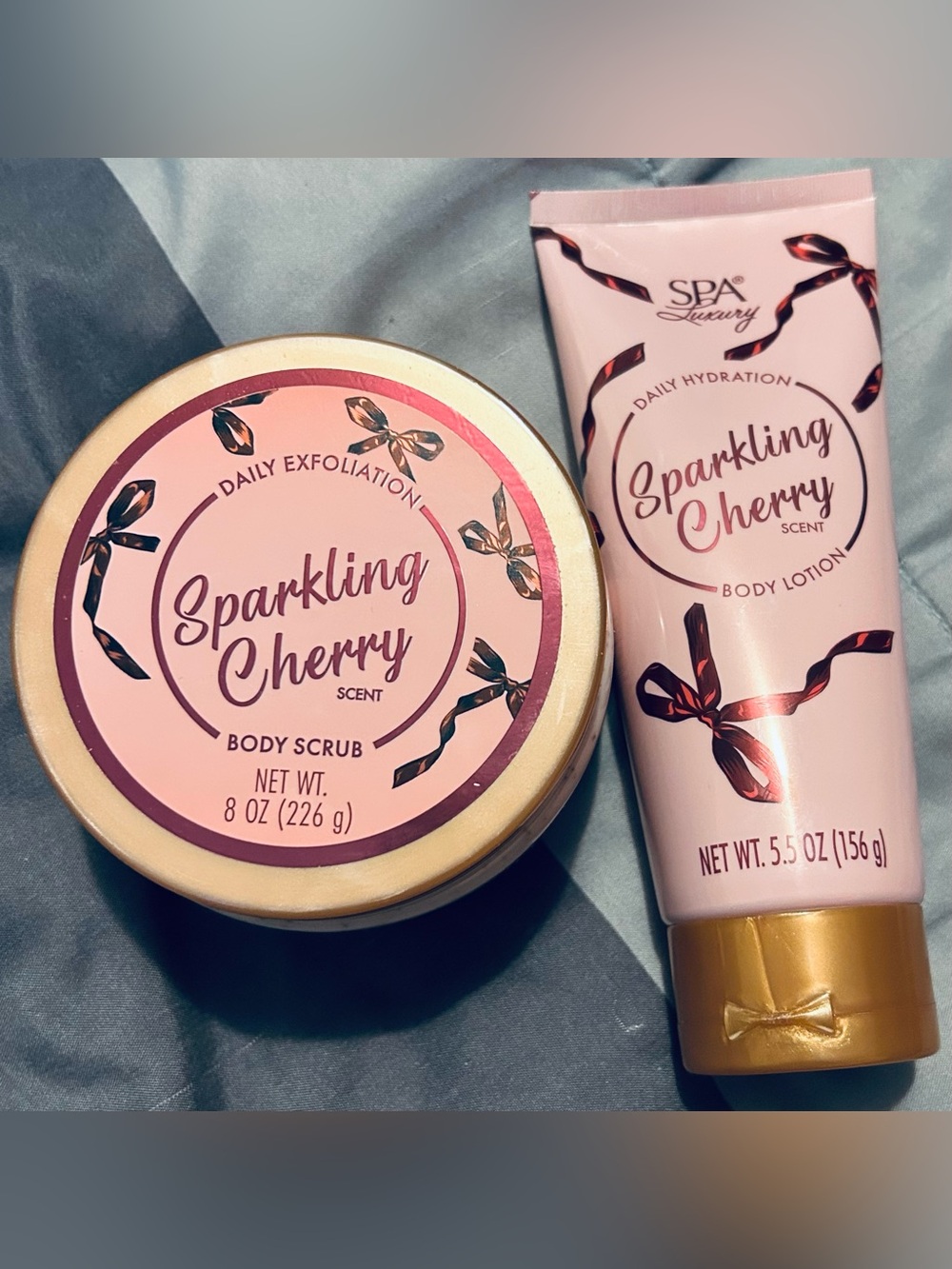 Sparkling Cherry Body Scrub & Lotion Set - Pink